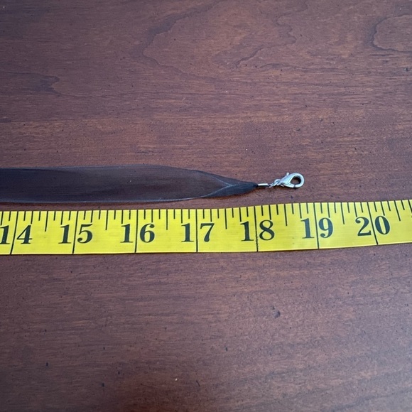 Elegant Black Tulle Necklace w/ Faux Pearls & Crystals on Sterling Silver - Picture 3 of 4